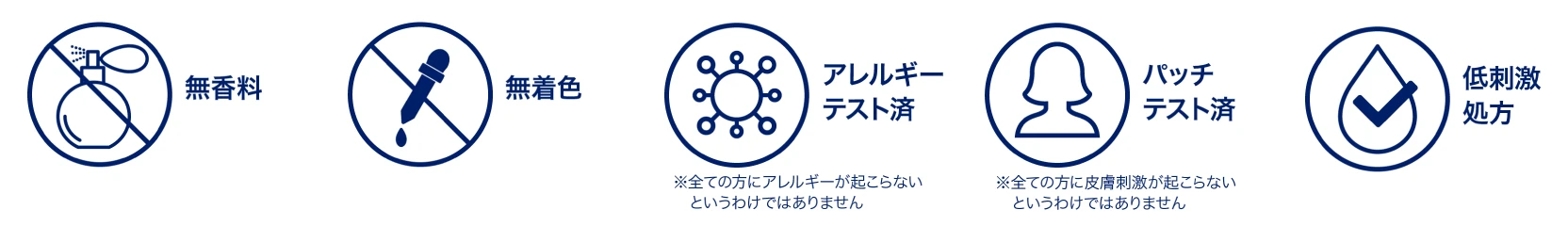・無香料・無着色・アレルギーテスト済・パッチテスト済・低刺激処方